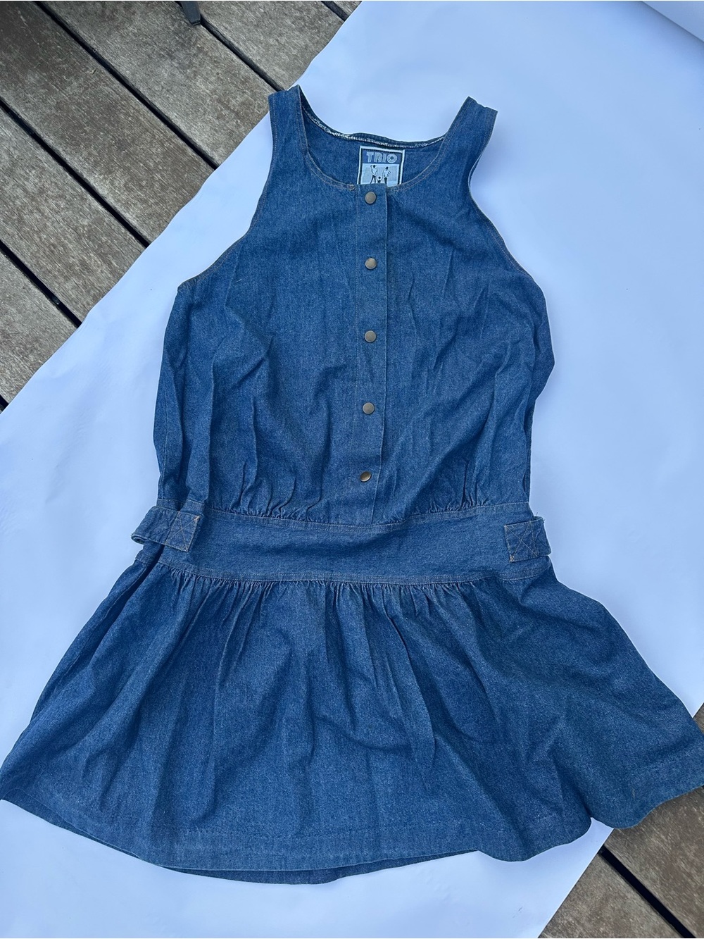 Trio sleeveless denim maternity dress